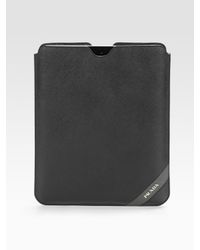 Prada | Black Leather Case For Ipad for Men | Lyst