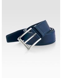 Prada | Blue Etched Saffiano Leather Belt for Men | Lyst