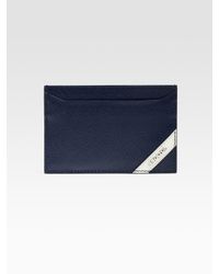Prada | Blue Striped Saffiano Card Case for Men | Lyst