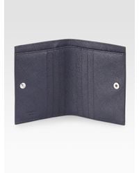 Prada Vertical Leather Wallet in Blue for Men (navy) | Lyst  