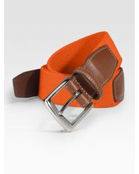Saks Fifth Avenue | Orange Woven Cotton Belt for Men | Lyst