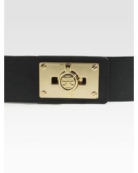 Tory Burch | Black Turn-Lock Leather Belt | Lyst