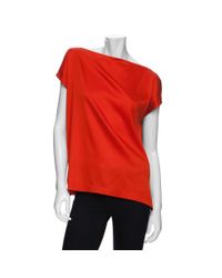 Vince | Red Silk-rich Georgette Boatneck Top | Lyst