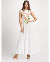 Wildfox | Brown South of France Antoinette Semi-Sheer Cotton-Blend Maxi Dress | Lyst