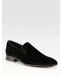 Saks Fifth Avenue | Black Velvet Loafers for Men | Lyst