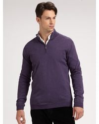 Saks Fifth Avenue | Purple Merino Wool Half-Zip Sweater for Men | Lyst