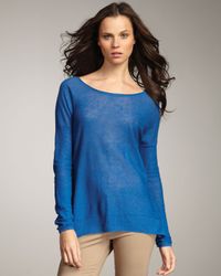 Vince | Blue Linen Boatneck Sweater | Lyst