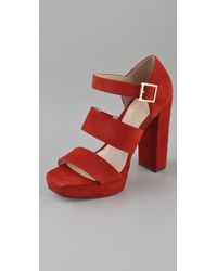 Elizabeth and James | Orange Suede Platform Sandals | Lyst