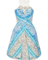 Peter Pilotto | Blue Compass Printed Cotton-blend Dress | Lyst