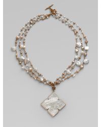 Stephen Dweck | Metallic Three Strand Pearl & Mother-Of-Pearl Pendant Necklace | Lyst