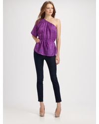 Rebecca Taylor | Purple One-shoulder Python-print Top | Lyst
