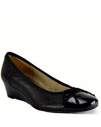 French Sole | Filigree - Black Perforated Ballet Wedge | Lyst
