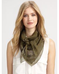 Alexander McQueen | Green Floral Skull Scarf | Lyst