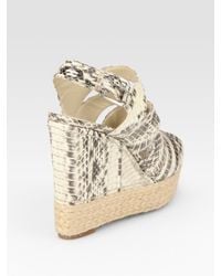 Kors by Michael Kors | Natural Snake-Print Leather Espadrille Wedge Sandals | Lyst