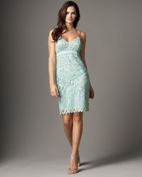 Sue Wong | Green Embroidered Sheath Dress | Lyst