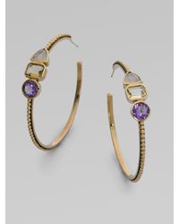 Stephen Dweck | Metallic Semi-Precious Multi-Stone Beaded Hoop Earrings | Lyst
