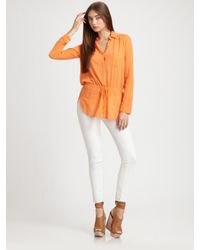 C&C California | Orange Cotton Drawstring-waist Blouse | Lyst