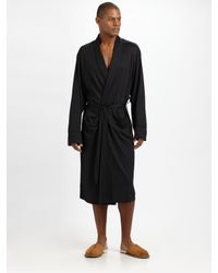 American Essentials | Black Silk/cotton Robe for Men | Lyst