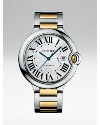 Cartier | Metallic Ballon Bleu De Steel And Yellow Gold Watch On Bracelet Large | Lyst