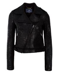 Gryphon | Black Foil Print Biker Jacket | Lyst