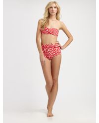 Nanette Lepore | Red Cherry-print Bandeau Bikini Top | Lyst