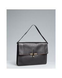 Lyst - Céline Black Calfskin Large Portfolio Shoulder Bag in Black
