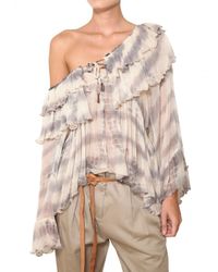 Mes Demoiselles | White Batik Printed Ruched Crepe Shirt | Lyst