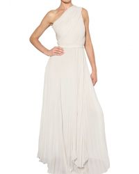 MSGM | White One Shoulder Pleated Georgette Dress | Lyst