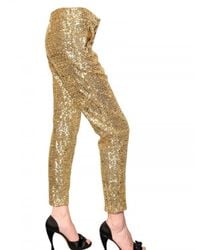 N°21 | Metallic Sequined Satin Trousers | Lyst