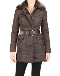 Peuterey | Brown Rabbit Fur Collar Nylon Down Jacket | Lyst