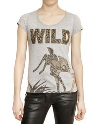 Philipp Plein | Gray Swarovski Wild Bambi Cotton Jersey T-shirt | Lyst