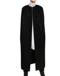Rick Owens | Black Boiled Double Cashmere Long Cape Coat | Lyst