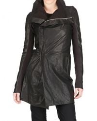 Rick Owens | Black Long Biker Leather Jacket | Lyst