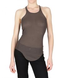 Rick Owens | Brown Silk Viscose Ribbed Tank Top | Lyst