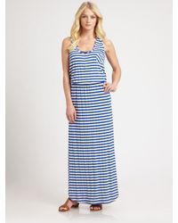 Shoshanna | Blue Striped Jersey Maxi Dress | Lyst