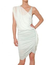 Alice + Olivia | White Draped Chiffon and Gathered Jersey Dress | Lyst