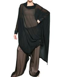 Ann Demeulemeester | Black Silk Chiffon Cape Coat | Lyst