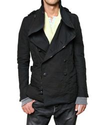Balmain | Black Cotton Canvas Caban Biker Coat for Men | Lyst