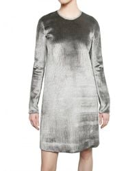 Calvin Klein | Gray Metal Trim Viscose Silk & Velvet Dress | Lyst
