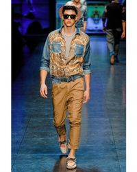 Dolce & Gabbana | Multicolor Denim Cotton Jersey & Silk Shirt for Men | Lyst