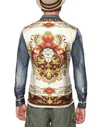 Dolce & Gabbana | Multicolor Washed Denim & Silk Shirt for Men | Lyst