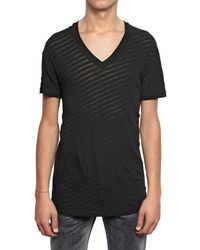 Dior Homme | Black See Through Striped Jersey T-shirt for Men | Lyst