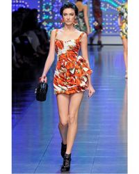 Dolce & Gabbana | Multicolor Hot Pepper Print Cotton Poplin Dress | Lyst