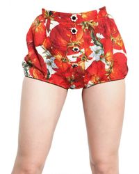 Dolce & Gabbana | Multicolor Jewelled Tomato Print Brocade Shorts | Lyst