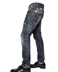 DSquared² | Blue 17cm Painted Denim Biker Jeans for Men | Lyst