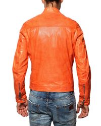 DSquared² | Orange Multi-zip Biker Nappa Leather Jacket for Men | Lyst