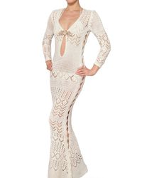 Emilio Pucci | White Jewelled Cotton Crochet Long Dress | Lyst
