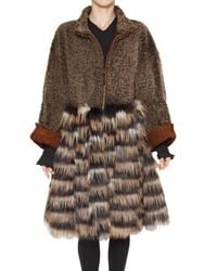 Fendi | Brown Shearling and Fox Fur Coat | Lyst