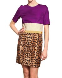 Giambattista Valli | Multicolor Cotton Gabardine & Shantung Silk Dress | Lyst