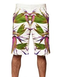 Givenchy | White Birds Of Paradise Printed Gabardine Shorts for Men | Lyst